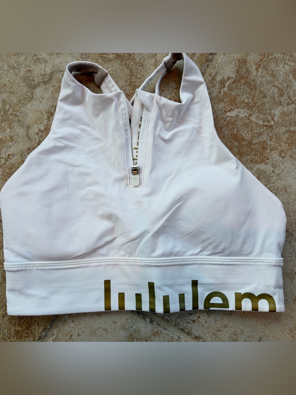 Lululemon White Sports Bra with Front Zip